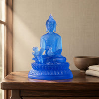 Therapeutic Buddha Statue Gold Foil Resin Buddha Sculpture Ornate Details
