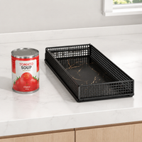 Under-sink Storage Basket, Drawer-Type Storage, 20cm Width, Slide-Type, Metal, Marble-Pattern PVC Base