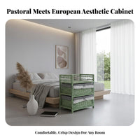2-Drawer Wicker Nightstand artisanal Design Bedroom Storage Sturdy sturdy
