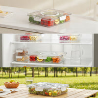 8-Compartment Food Box Clear Divided Food Storage Container Sturdy for Kitchen