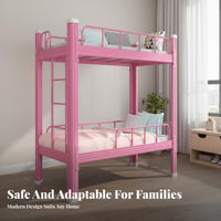 1 Metal Bunk Bed with Full Length Guardrails Steel Frame Durable Construction Space-saving Design Suitable for Children Dorm Room Apartment Students Daycare