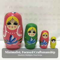 4 Pieces Illustrated Faces House Decoration Colorful Painted Nesting Dolls