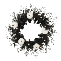 Halloween Wreath Decorative Wreath with White Pumpkins Spooky for Mantel