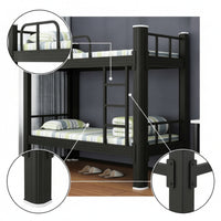 Metal Bunk Bed Heavy-Duty Bunk Bed with Mattress Space-Saving Furniture for Students, Teens, Shared Bedrooms, Dorm Rooms, Residential Accommodations