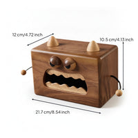 Monster Face Tissue Box Rounded Edges Wooden Tissue Box Cover Tabletop