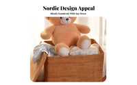Lidded Rattan Basket Multi-Purpose Rectangular Woven Basket with Lid for Parents