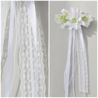 Artificial Flower Decoration with Lace Long-Lasting Bouquet with Ribbon Lifelike