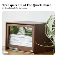 Stackable Wooden Crate with Clear Panel Natural Look Storage Box All-Purpose
