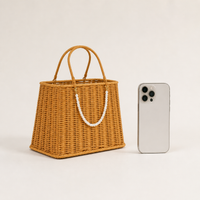 Wicker Basket with Handle, Wicker Gathering Trug, Pastoral Brown Storage for Fruit, Picnics & Garden Harvest