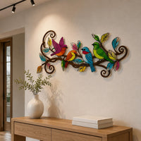 Metal Bird Wall Art Easy to Hang Bird Branch Wall Decor Handmade Look for Patio