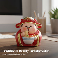 Deity of Prosperity Figurine Creative Gift Chinese God Ornament Good Luck Charm Cute Deity Statue for Home Stylists, Collectors, Living Room, Bedroom