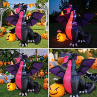 Inflatable Dragon with Pumpkin Giant Inflatable Dragon Spooky Halloween Decoration for Yard