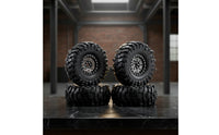 4 Pieces RC Crawler Tire with Beadlock Rim off-Road Beadlock Wheels RC Wheel and Tire Assembly Deep Groove for Hobbyists