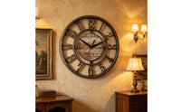 Uncovered Frame Wall Clock Cutout Numerals Round Wall Clock Black