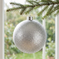 Christmas Ornament with Hanging Cap Glittery Christmas Ball Tree Ornaments Silver