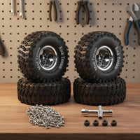 4 Pieces 2.2 Inch Beadlock Wheel Rim Wear Resistant Metal Rim Tire CNC Machined