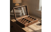 Secure Wood Storage Box with Glass Lid Clear Wooden Box with Glass Lid Hinged 8-Compartment Organizer Rectangular for Hobbyists