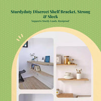 T-Shaped discreet Shelf Bracket, discreet suspended Wall Mount, sturdy Metal Support for Home Decor, Kitchen, Closet