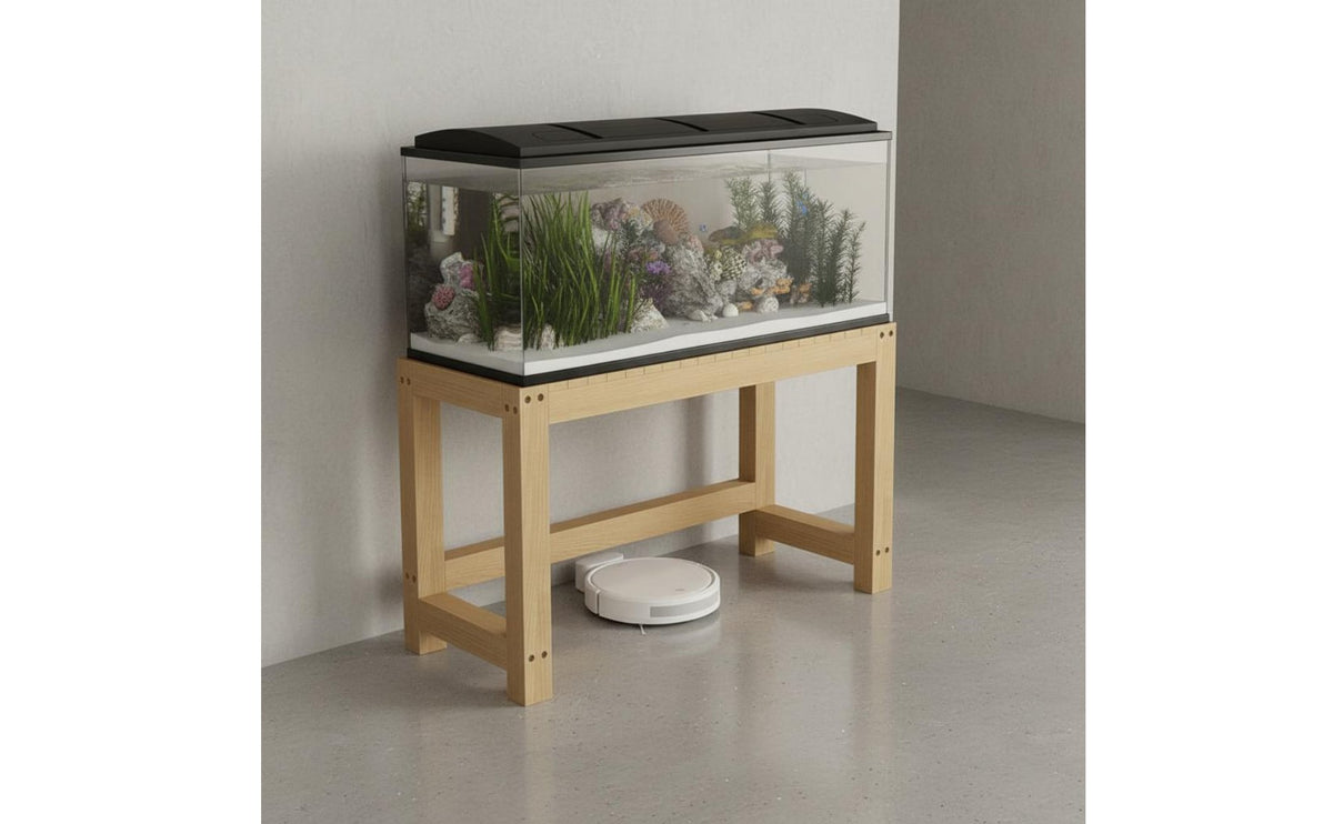 Heavy Duty Aquarium Base Stable Design Solid Wood Aquarium Rack Anti-Slip Foot Pads Wooden Fish Tank Stand for Living Room, Balcony, Bedroom