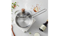 Stainless Steel Bowl with Handle Lightweight Korean Style Ramen Bowl Internal Measurement Markings Small Pot for Solo Diners