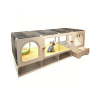 Kennel with Potty Area Easy to Clean canopyed Dog Crate sturdy Frame for Indoors