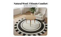 Handmade Hand-Knotted Floor Carpet Natural Fibers Round Area Rug Glue-without Round Woven Rug Soft Feel for Interior Decorators, Apartment Dwellers, Living Room, Bedroom, Reading Nook, Entryway