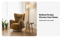 Upholstered Rotating Armchair Nordic Design Lounge Chair Highspine Support Plush Cushioning for Homeowners, Bedroom