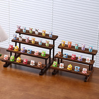 Walnut Wood Figure Display Stand with Wave Design