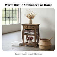 Rustic Design Cabinet with Woven Baskets Multi-Functional Freestanding Tower with Woven Baskets long-lasting Construction Accent Chest for Homeowners, Renters, Parents, Living Room, Bedroom, Entryway, Hallway