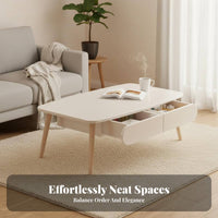 Doubletier Storage 2-Drawer Coffee Table Space-Saving Coffee Table with Drawers Multi-Functional Living Room Furniture Modern design for Small Apartment Dwellers, Homeowners, Families, Bedroom, Lounge Area, Home