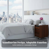 Nightstand with Storage Retro Design Bedside Table Space-Saving for Homeowners