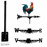 Weathercock Weathervane Wrought Iron Roof Mount Wind Indicator Easy to Install Outdoor Decoration for Yard, Farmhouse