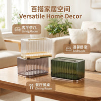 Spring-Lift Transparent Tissue Box with Lid, Light Luxury Desktop Storage, Dustproof