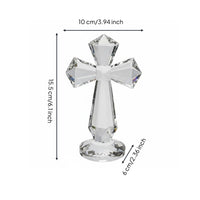 Clear Crystal Cross Ornament Geometric Cut Faceted Crystal Cross Polished