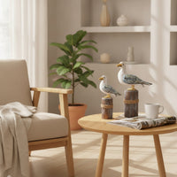 2 Pieces Seagull Ornament with Rope Handmade Statue Nautical for Tabletop, Shelf