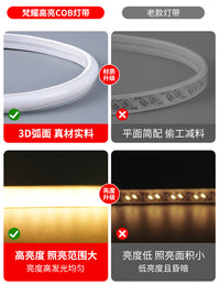 led灯带220v防水超亮自粘线形灯家用客厅吊顶氛围彩COB户外软灯条 中性光 【3米装】进口级超亮COB雾光感★每10cm任剪+无痕自粘胶