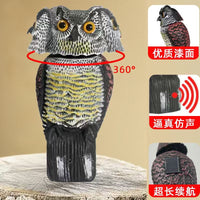 仿真猫头鹰摇头摆件吓鸟驱鼠园林装饰品可摇头动物假鸟诱饵工艺品