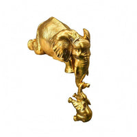 Gold Elephant Statue Smooth Elephant Figurine Gift Animal Sculpture