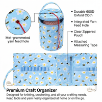 Crochet Hook and Yarn Organizer Bag, Knitting Project Bag for Travel, Yarn Tote Organizer for Hooks, Knitting Bag for Avid Knitters