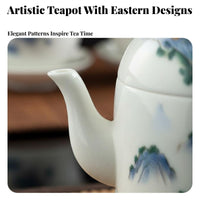 4 Pieces Portable Travel Tea Set Compact Teapot with 2 Cups Set for Travelers