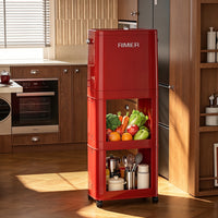 Space-Saving Kitchen Trash Bin with Wheels Slim Three-Layer Waste Bin Vertical Trash Can with 3 Compartments Removable for Apartment