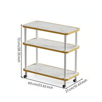 Rolling Storage Rack Versatile 3 Tier Utility Cart Space Saving Side Table for Living Room, Kitchen