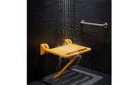 Space Saving Wall Mounted Shower Seat Easy to Install Wall Mounted Shower Chair Elastic Assisted for Seniors, Hospital, Nursing Home