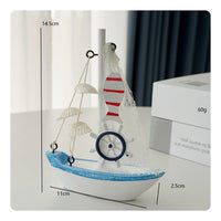 Mediterranean Design Boat Decor Handmade Miniature Sailboat Model Pre-Assembled