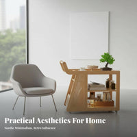 2-Tier Rolling Trolley Vintage design Side Table adaptable Use for Renters, Hosts