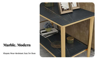 2-Tier End Table Sintered Stone Top levelTier Side Table Space-Saving Size Sturdy Construction for Apartment Dwellers