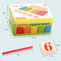 Arithmetic Rod Set Wooden Counting Sticks Set Storage Tin Box Learning Aid for Preschoolers