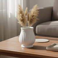 White Vase Minimalist Ceramic Look Vase for Living Room, Desktop