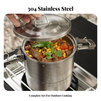 Long-Lasting Stainless Steel Camping Pot Lightweight Camping Cook Set Rust Resistant for Campers, Backpackers, Picnic