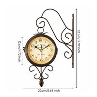 Double-Sided Wall Clock Easy to Read House Decoration for Living Room, Patio